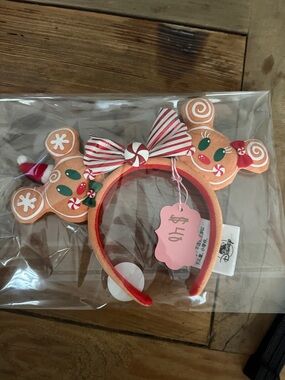 Disney Gingerbread Minnie Ear Headband - Red & Tan